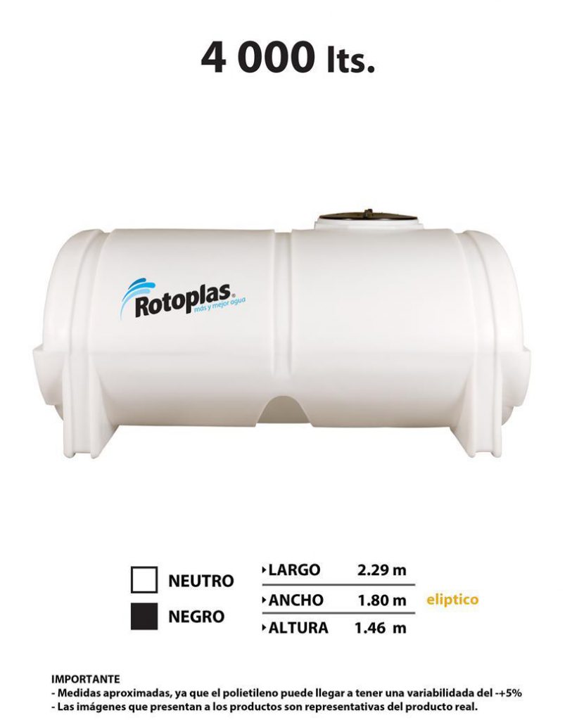 ROTOPLAS HORIZONTAL 4,000 LITROS Ref. 40%